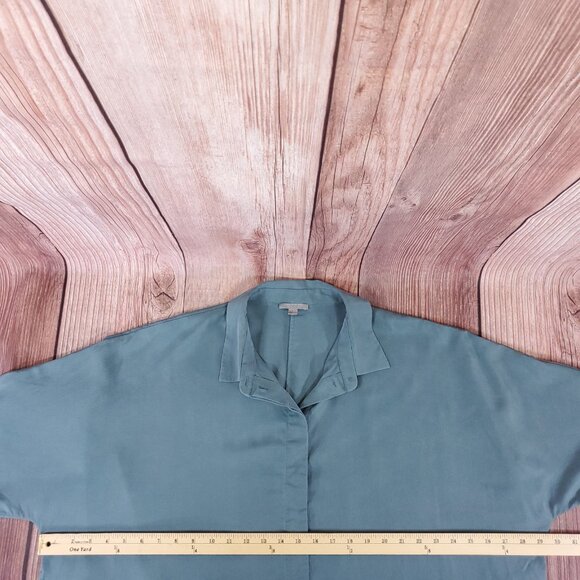 *READ* COS Womens Large Draped Wide Fit Shirt 3/4 Sleeves Button Up Boxy Top - Picture 13 of 14